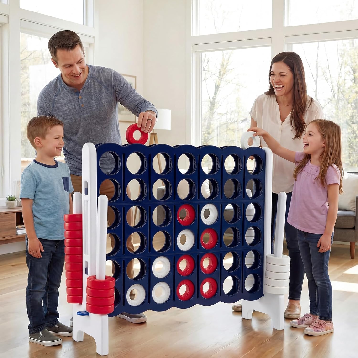 Costzon Giant 4-in-A-Row, Jumbo 4-to-Score Giant Game Set for Kids & Adults, Indoor Outdoor Yard Connect Game