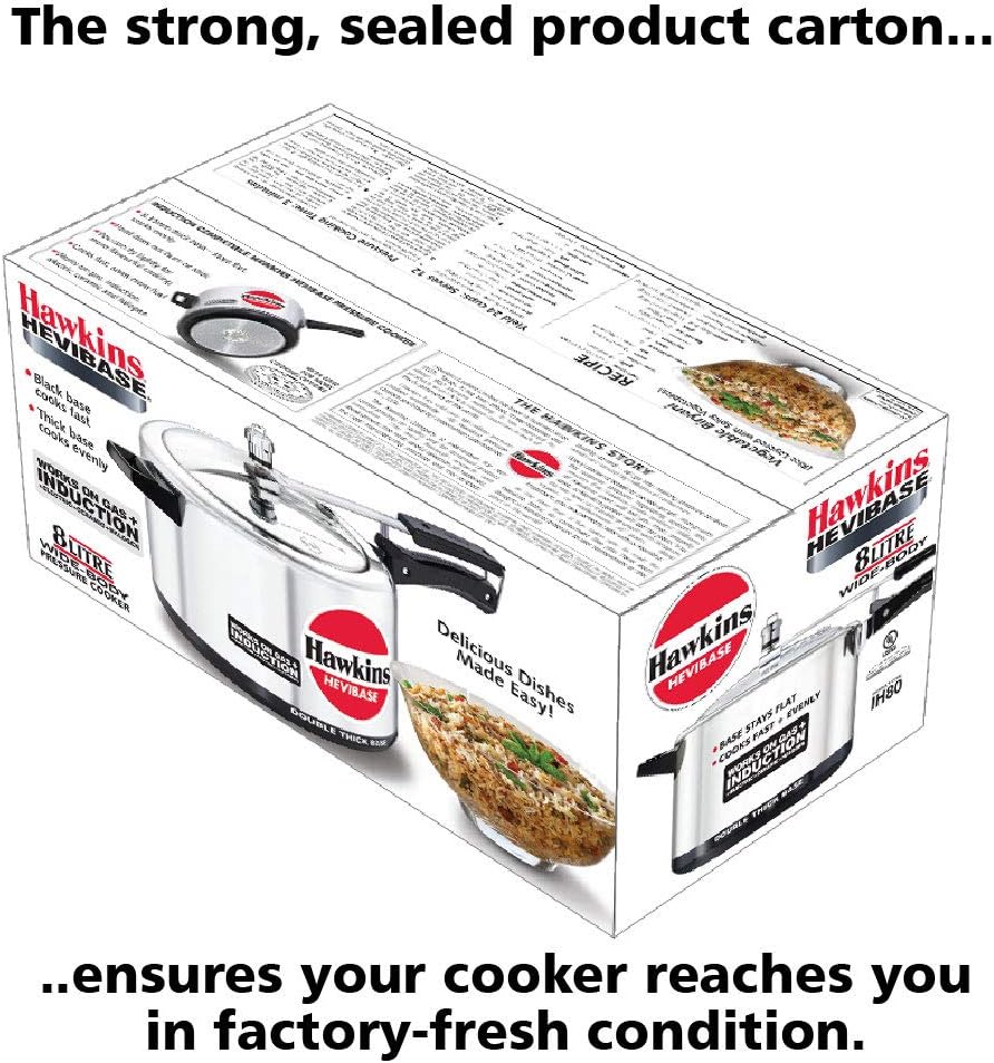 Hawkins Aluminium 5 Litre Hevibase Pressure Cooker, Induction Inner Lid Cooker, Silver (Ih50)