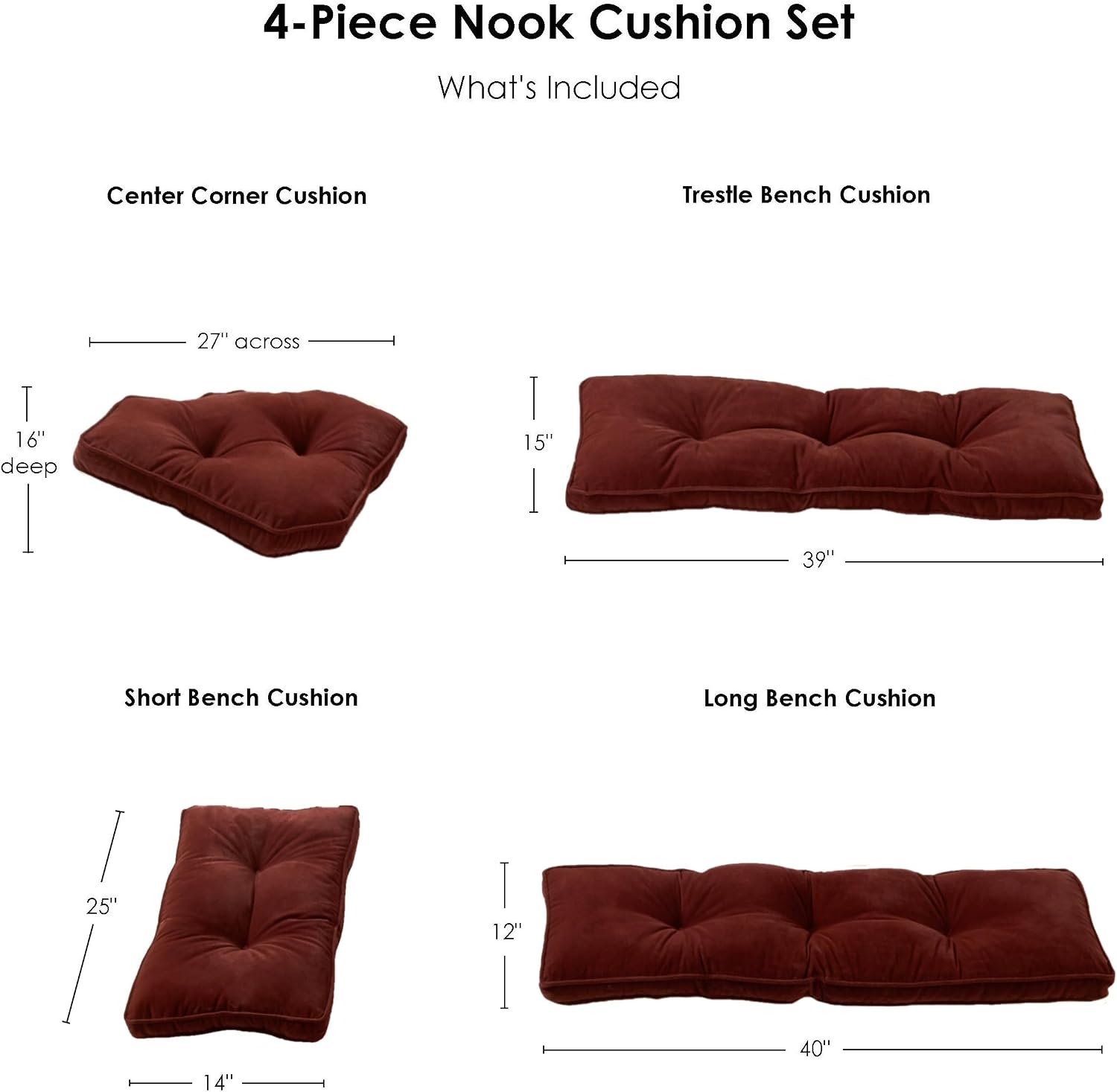 Greendale Home Fashions Hyatt 4-Piece Kitchen Nook Polyester Cushion Set, Cobalt