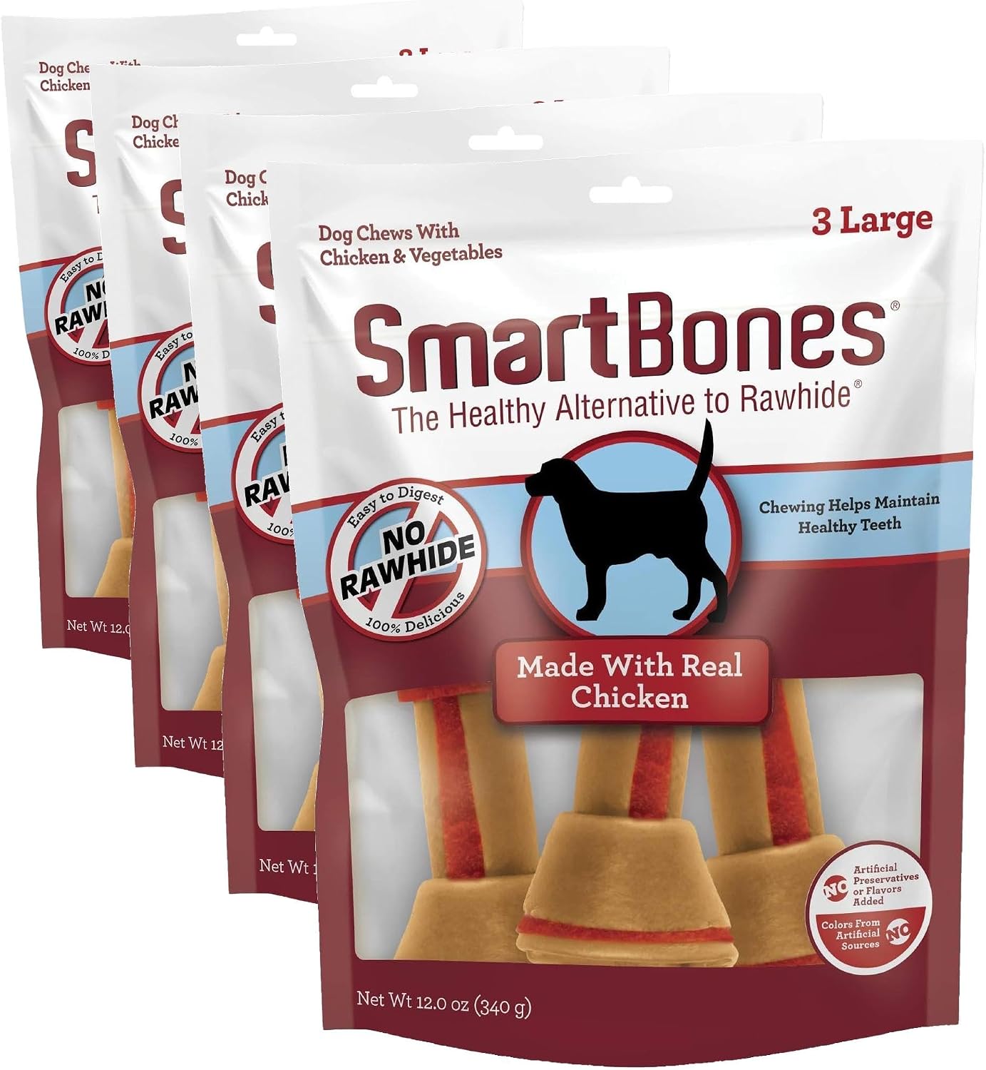 SmartBones Large Chews, Treat Your Dog to a Rawhide-Free Chew Made with Real Meat and Vegetables | With With Real Chicken, Easy To Digest Chew, Vitamin & Mineral Enriched, Helps Maintain Healthy Teeth, For Large Dogs