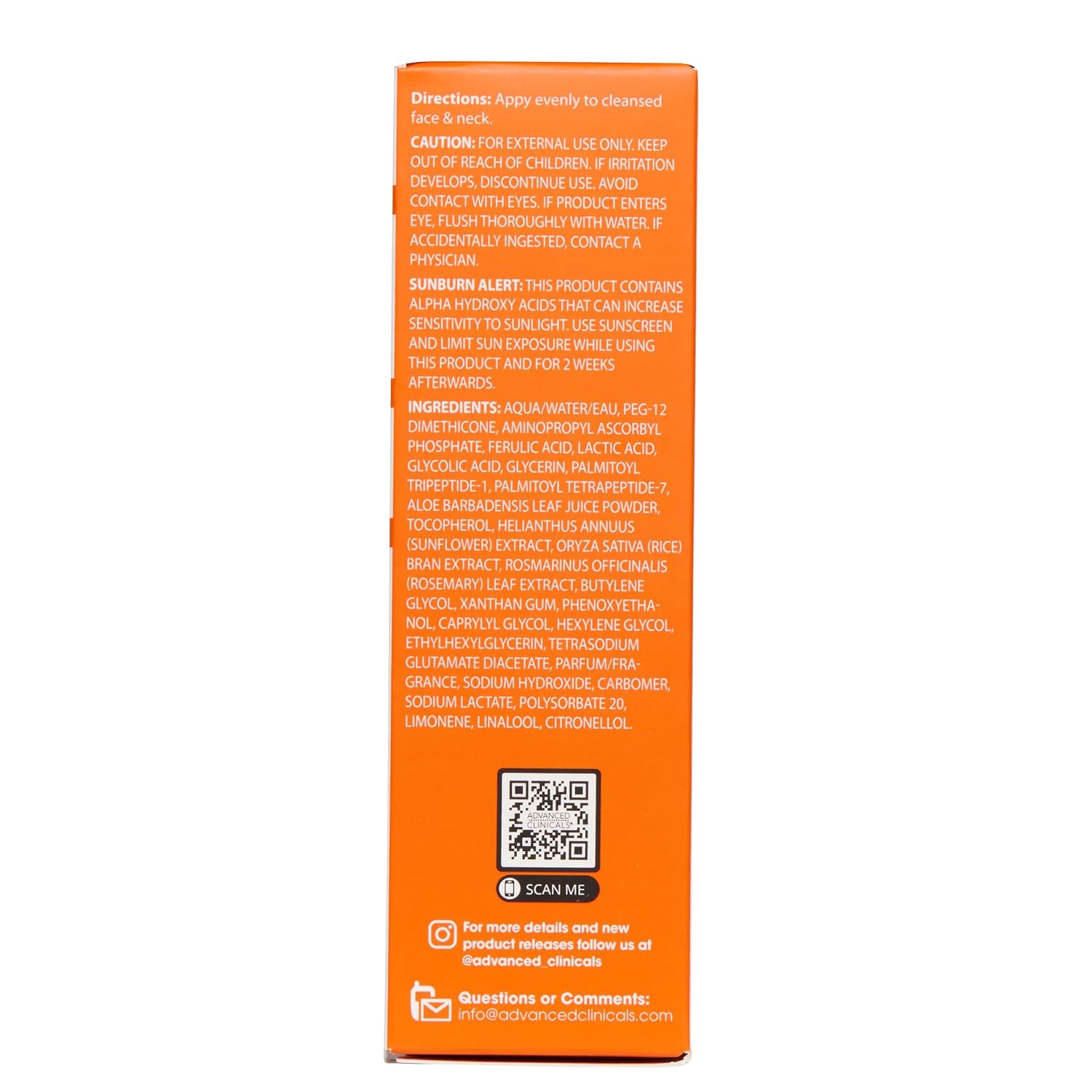 Advanced Clinicals Brightening Vitamin C Serum For Face With Glycolic Acid + Lactic Acid | Vitamin C Eye Serum Face Moisturizer For Improving Look Of Dark Spots & Uneven Complexion, 1.75 Fl Oz
