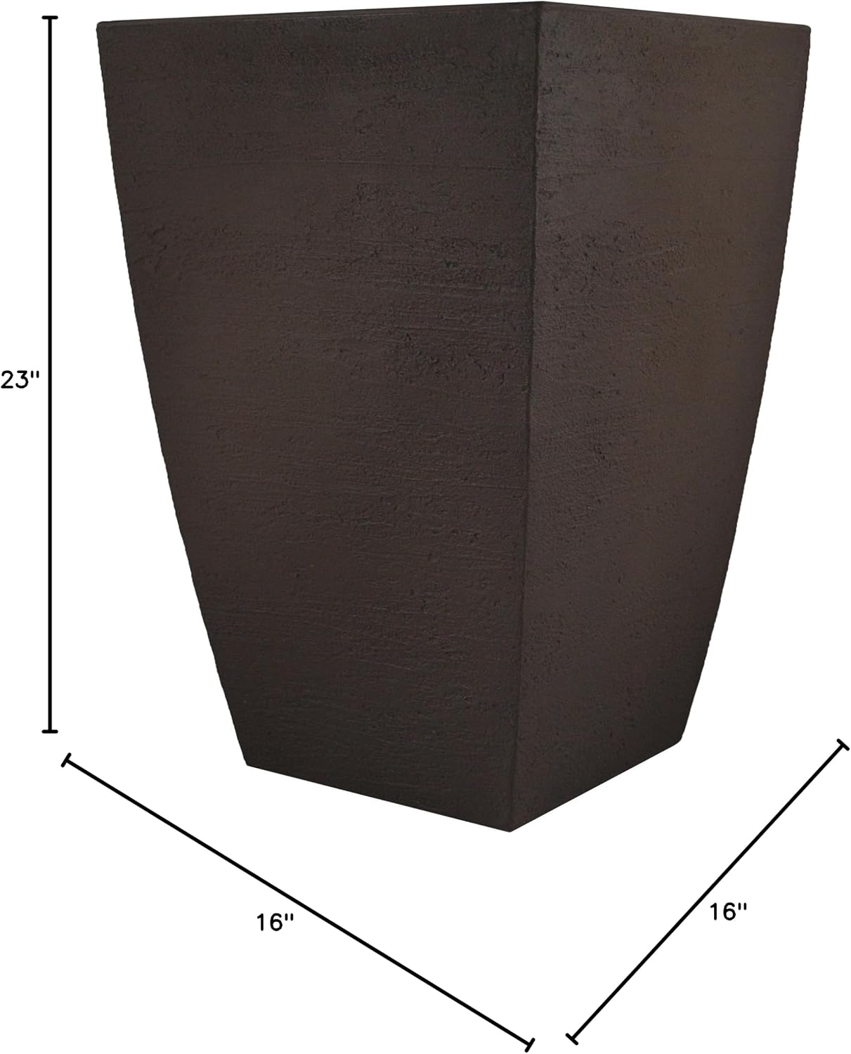Tusco Products MSQ16BK Modern Square Garden Planter, 16-Inch, Black