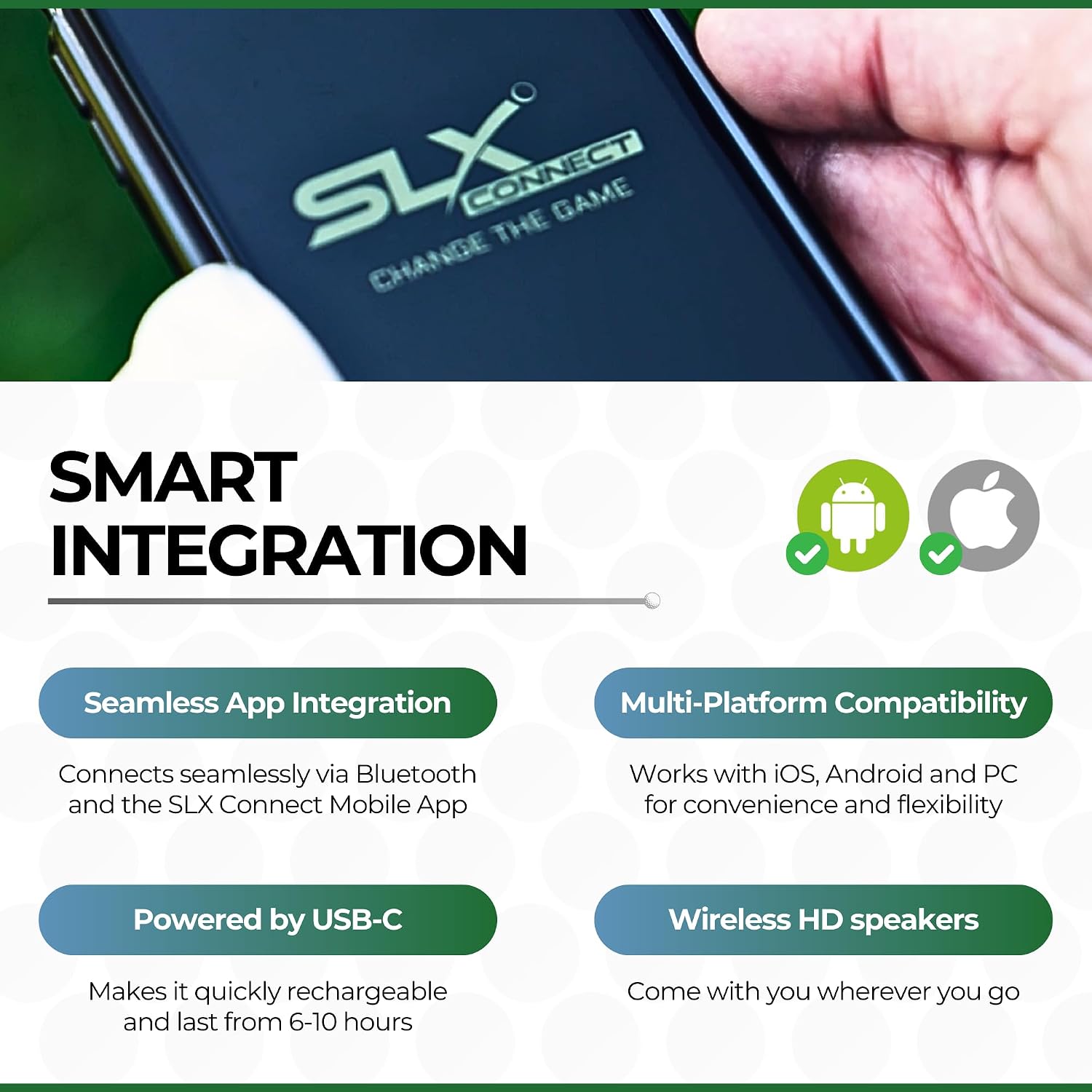 SLX Hybrid Launch Monitor - Effectively Track Your Ball Speed, Club Speed, Distance and Smash Factor - Portable Golf GPS Device via Bluetooth