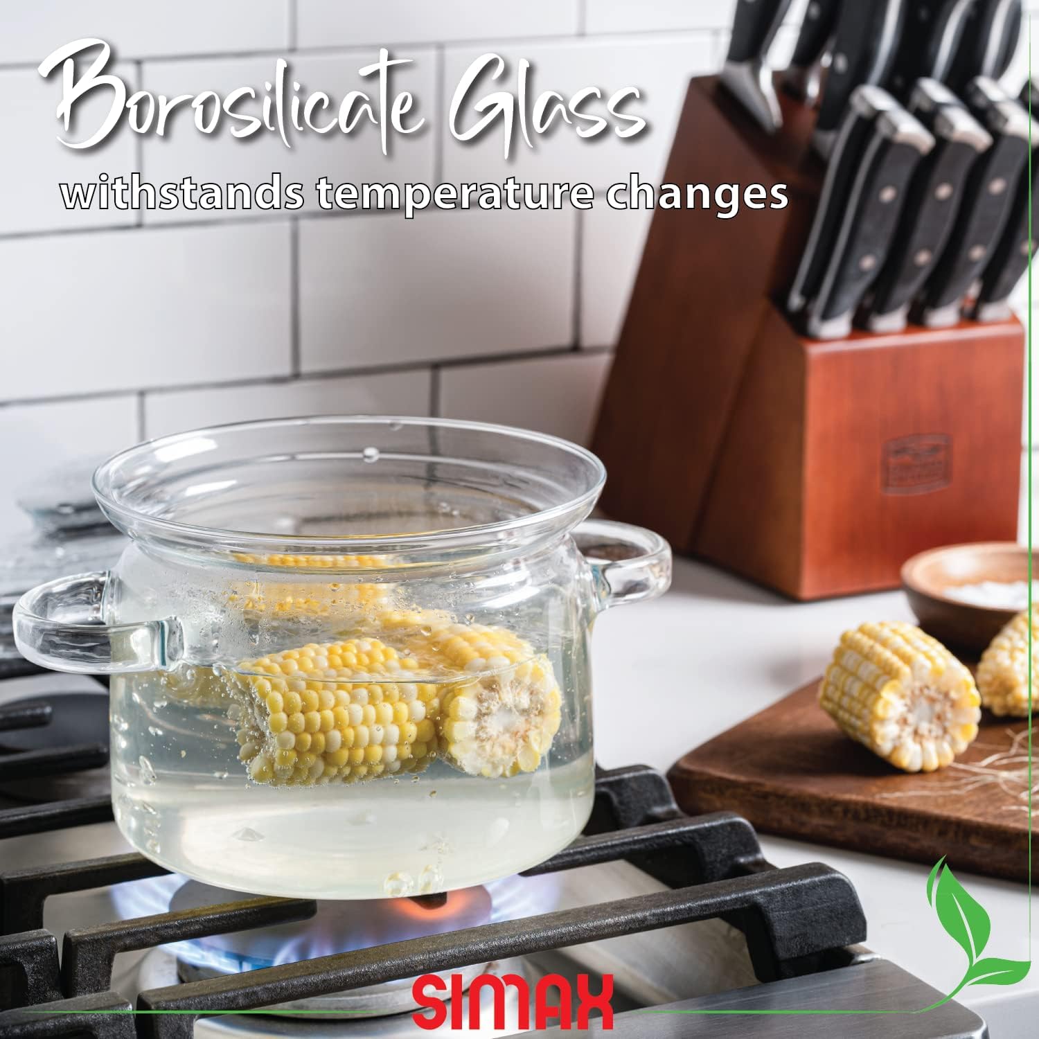 Simax 48 Oz Borosilicate Glass Saucepan With Lid - Microwave, Stove and Dishwasher Safe Potpourri Pot and Serving Dish