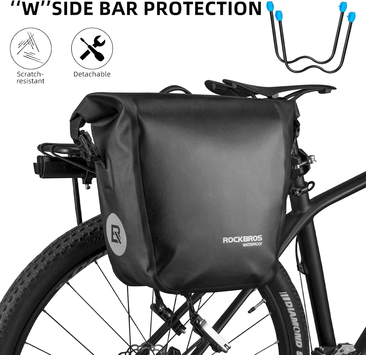 ROCKBROS Rear Bike Rack Quick Release Bike Cargo Rack for Luggage Commuting | Easy to install,heavy duty steel,red reflector,side protection,quick release system,rear back pannier rack with intructions
