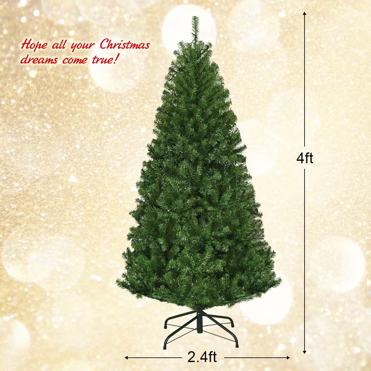 Goplus 7.5ft Pre-Lit Artificial Christmas Tree, Premium PVC Snow Flocked Hinged Pine Tree with Metal Stand and LED Lights