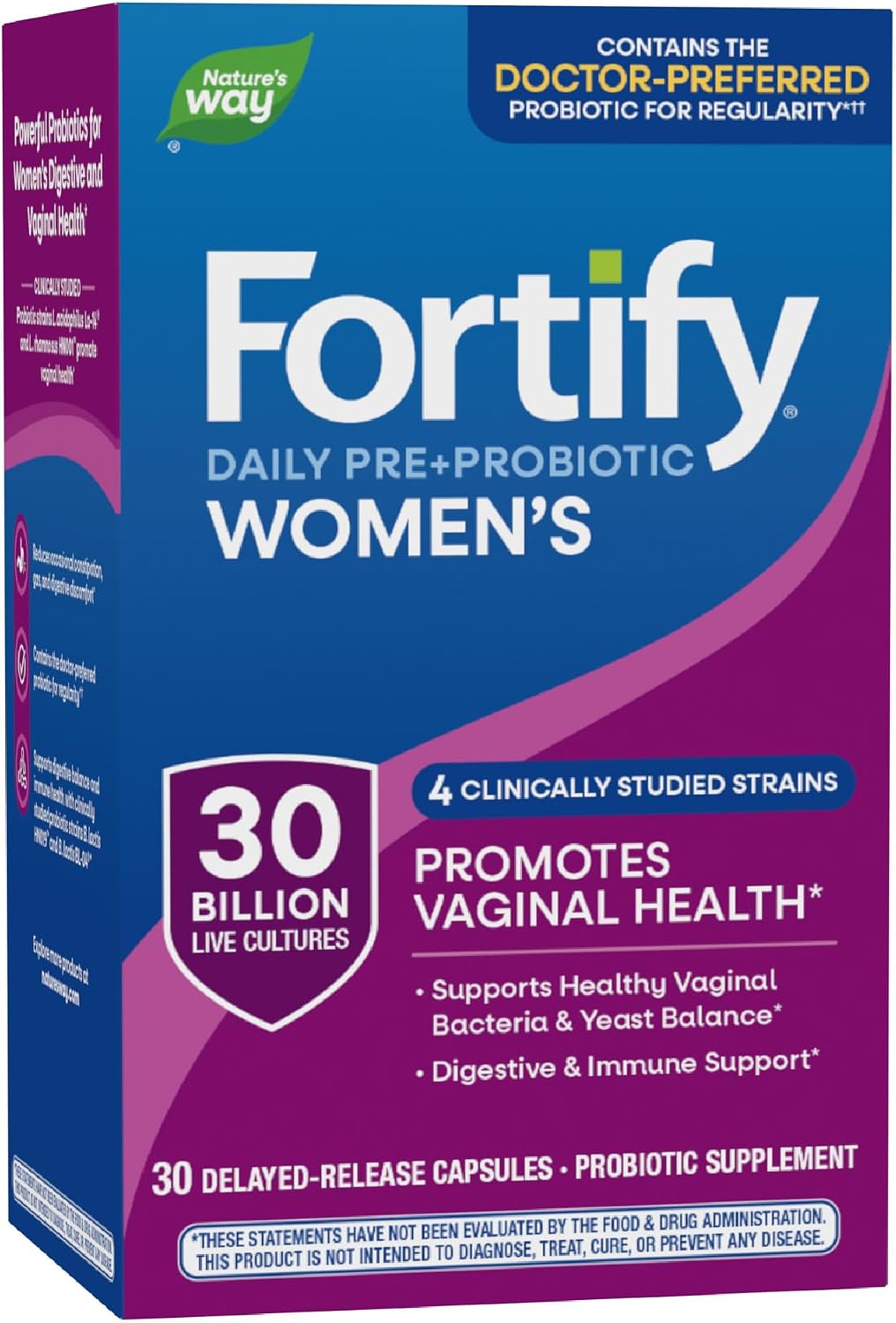 Nature's Way Fortify Women’s Probiotic 30 Billion CFU, 30 ct | Daily Multi-Strain Probiotic for Digestive, Vaginal, and Immune Support*