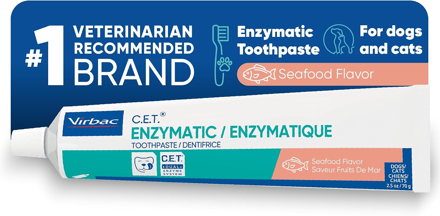 C.E.T. Enzymatic Toothpaste for Dogs and Cats, Vanilla Mint, 2.5oz | Plaque and tartar control for fresh breath, pet dental care toothpaste, Dual enzyme system, vanilla mint flavored toothpaste