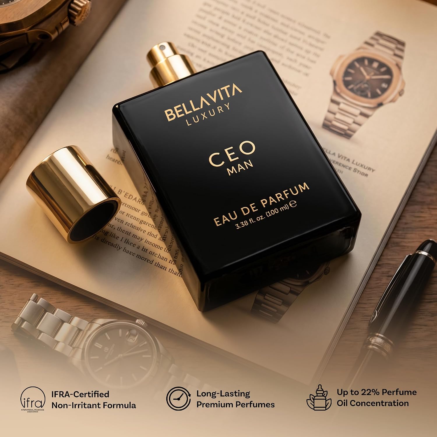 Bellavita Luxury CEO MAN Eau de Parfum | 100 ml (3.4 fl.oz.) | Perfume for Men | Mandarin, Lemon, Lavender