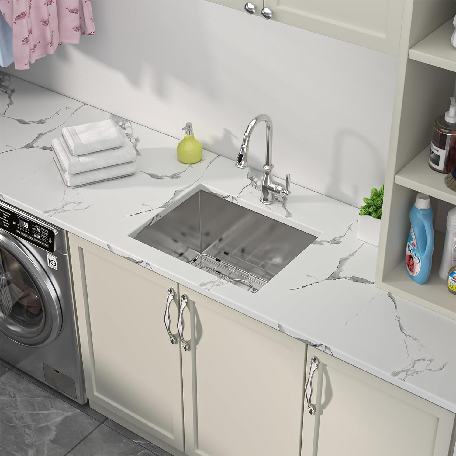 Sarlai 21 Inch Undermount Laundry Sink 21x18x12 Inch Undermount Laundry Utility Sink Deep Single Bowl 16 Gauge Stainless Steel Laundry Tub Sinks