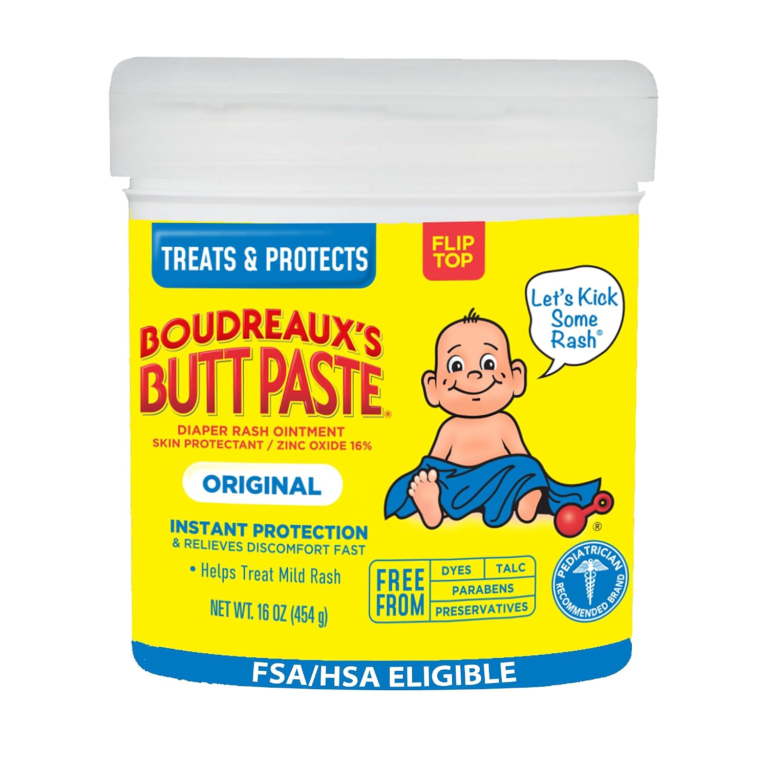Boudreaux's Butt Paste Diaper Cream, Dermatologist-Tested Original Diaper Rash Cream for Daily Prevention and Relief, Baby Ointment, 2oz Tube