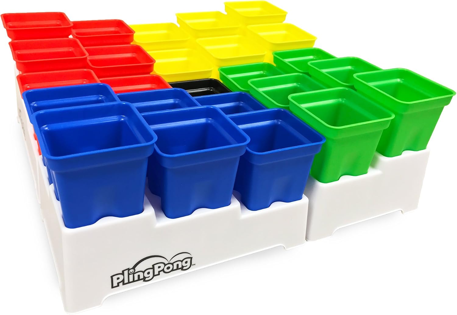 Buffalo Games PlingPong Plinko Bounce Board, 2-4 Players, Family Game Night | Team Play & Speed Rounds, 25 Cups, 9 Balls, 4 Trays & Instructions