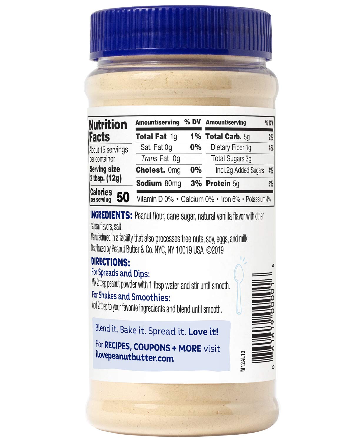 Peanut Butter & Co. Vanilla Peanut Butter Powder, 6.5 oz (2 Pack) | Non-GMO Project Verified, Gluten Free, Vegan, Vanilla Peanut Butter Powder, Low Fat, Protein for Smoothies, Baking & Recipes