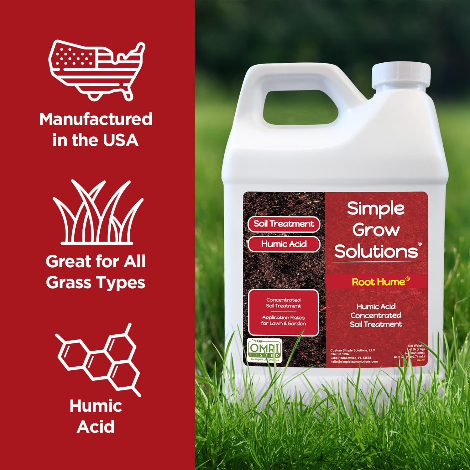 Raw Organic Soil Conditioner- Root Hume- Simple Grow Solutions- Natural Plant & Lawn Treatment- Nutrient Food Enhancer- Concentrated Liquid Humic - Grass, Tomatoes, Citrus, Flowers, Vegetables