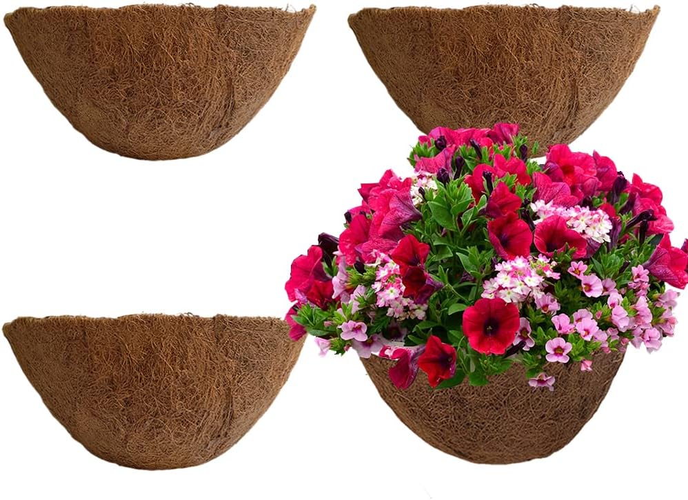 16 Inch Coco Liner for Planters, 2PCS Round Replacement Plant Basket Liner, Coco Fiber for Hanging Basket