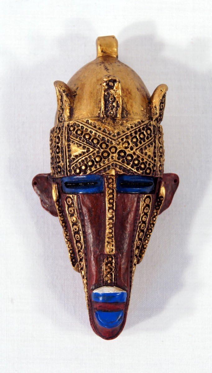 Handpainted Poly Stone African Mask Arts Assorted Magnet (Set of 6 B)