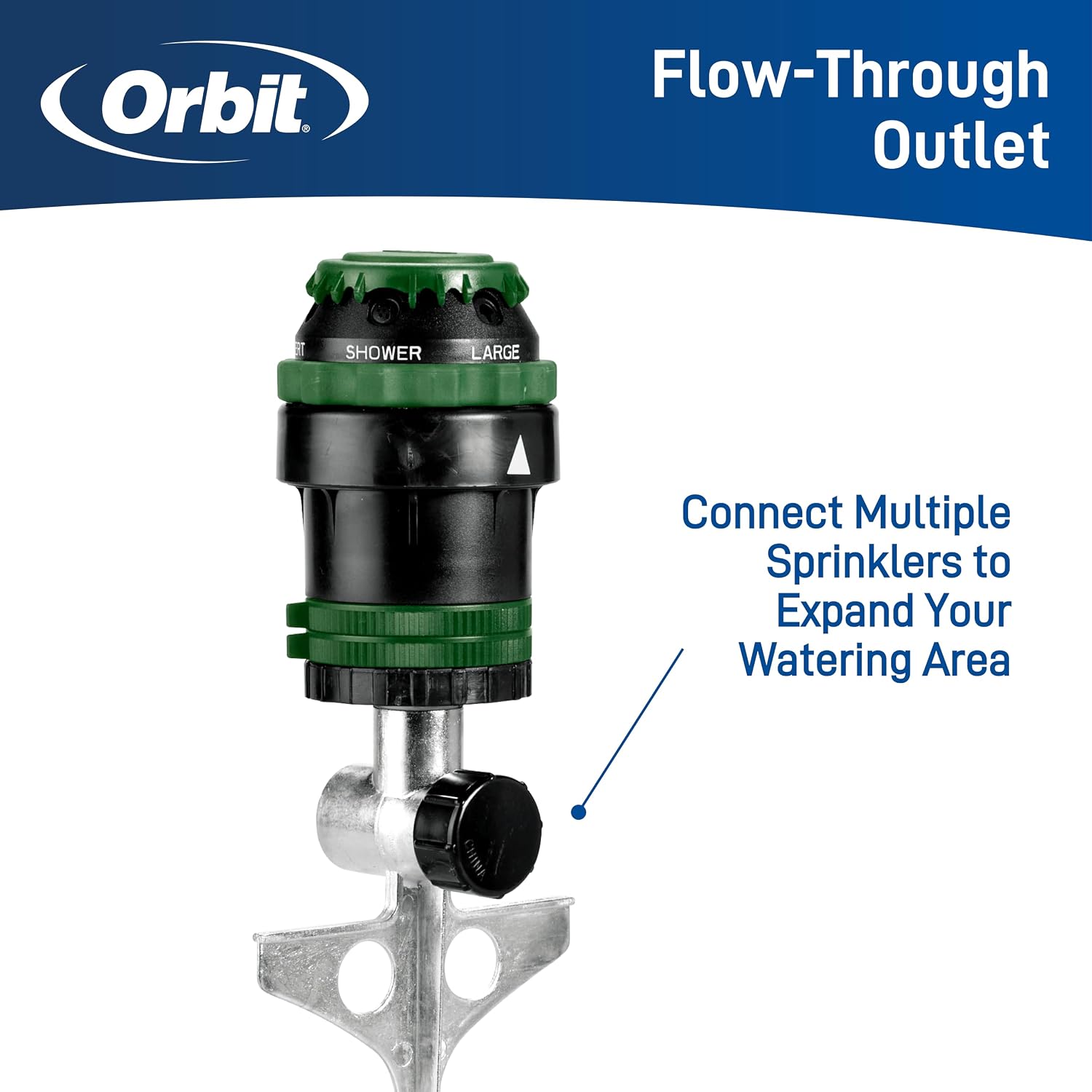 Orbit H2O-Six Gear-Drive Sprinkler on Metal T-Spike - Customizable Lawn Watering Coverage - Multi-Pattern Rotating Head with Adjustable Spray Range - Durable Outdoor Yard Irrigation Sprinkler - 58573