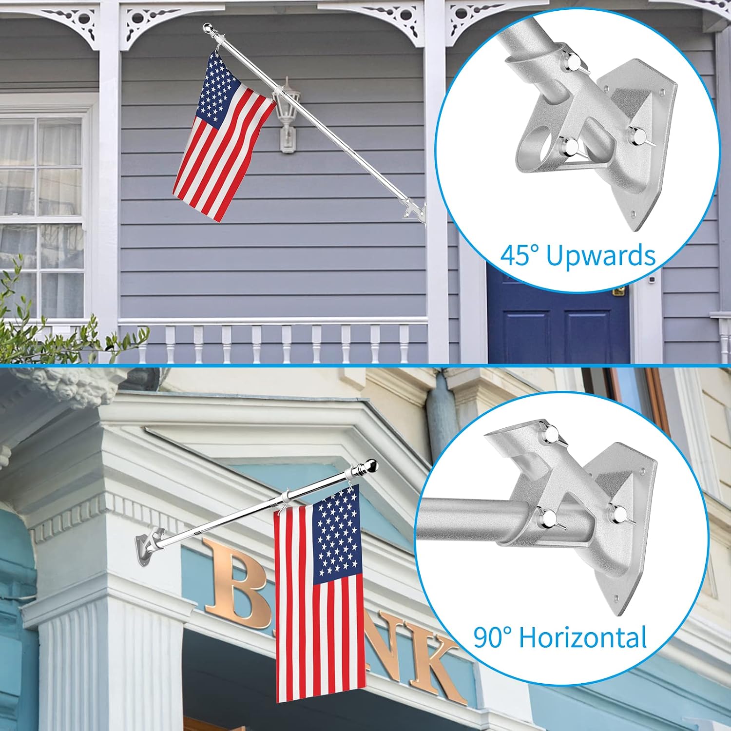 ZMTECH Flag Pole - Upgraded Bracket, 6 FT Stainless Steel Flag Poles for Outside House, Residential or Commerical