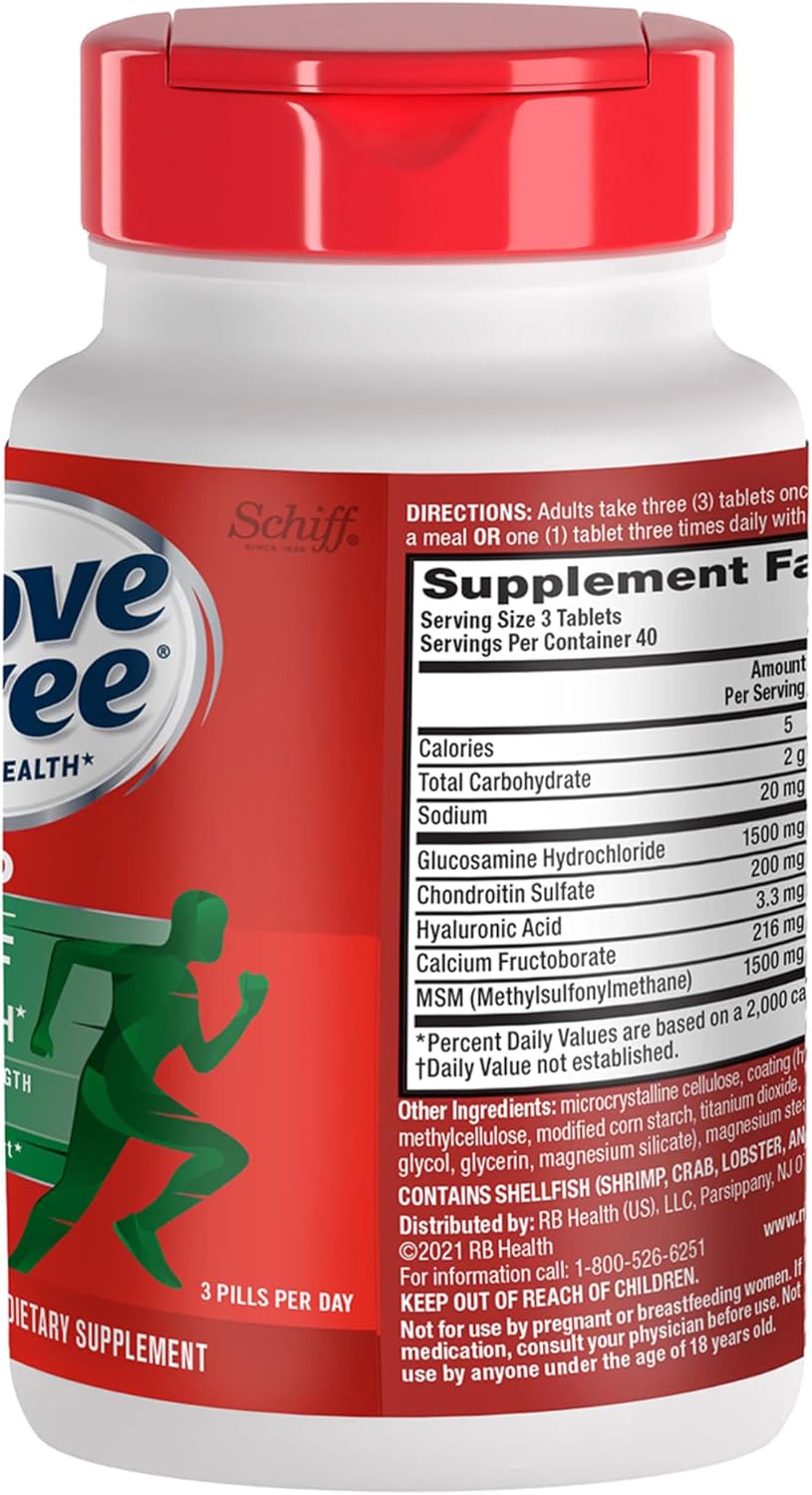 Move Free Advanced Joint Support, Glucosamine, Chondroitin + MSM - 120 ct | Supports Mobility Comfort Strength Flexibility & Bone, 40 Servings, Bone & Joint Support Supplement tablets, Fruitx-B