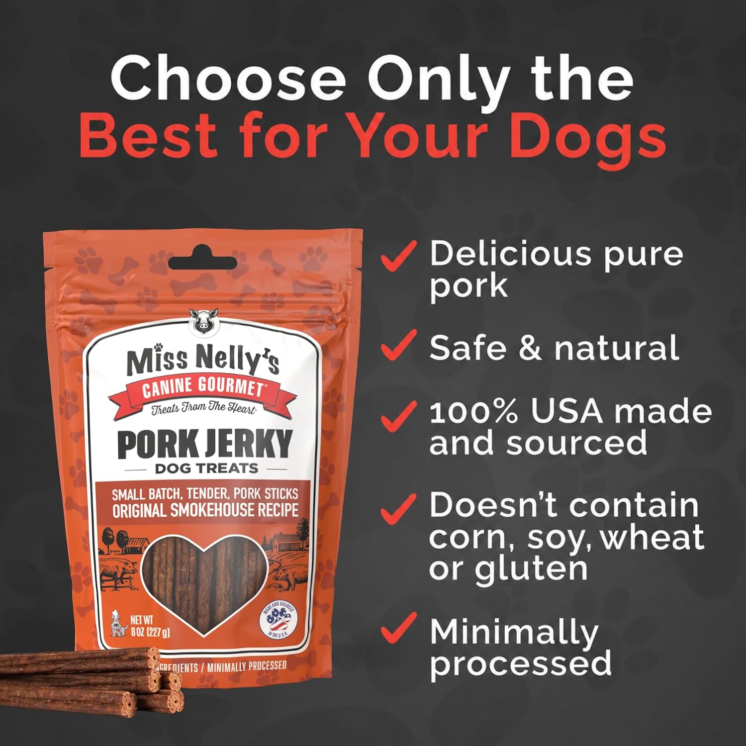 Miss Nelly's- All Natural Beef Jerky Dog Treats Made in USA Only, 16 oz Bag