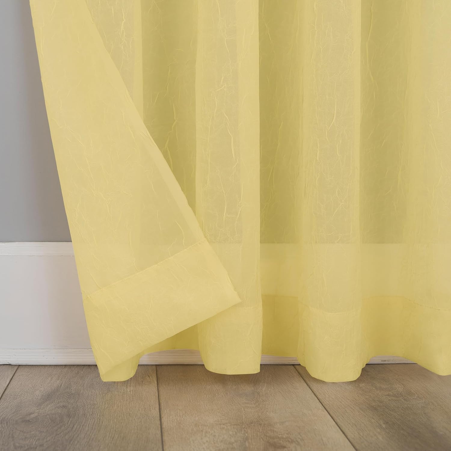 No. 918 Erica Crushed Sheer Voile Rod Pocket Curtain Panel, 51" x 108", Eggshell Off-White