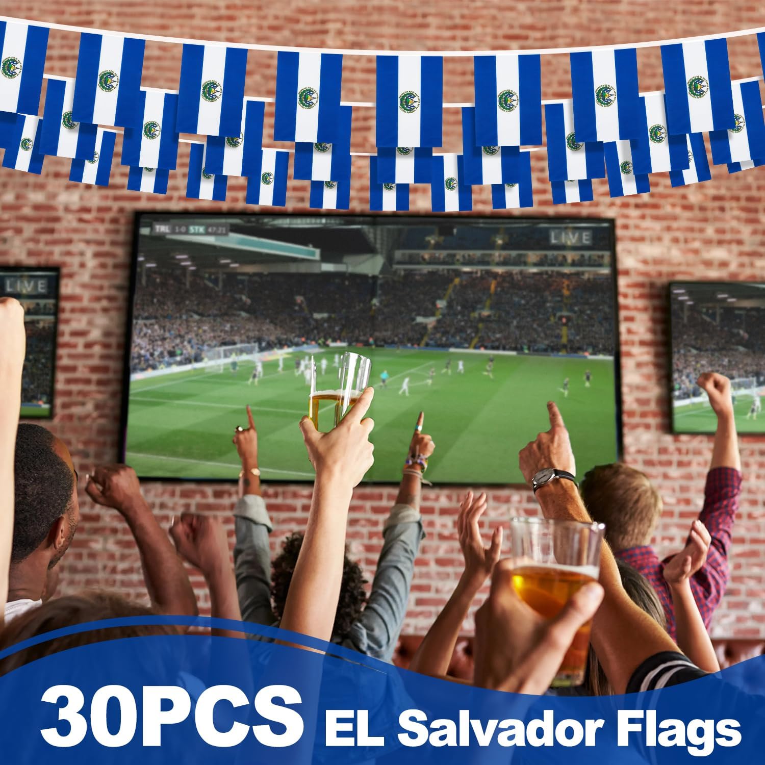Nicaragua String Flag Pennant Banner, Small Mini Nicaraguan Flags Bunting Banner, National Country Decoration for School, Party, Sports Events, Patriotic Festival, 33 Feet 30 Flags