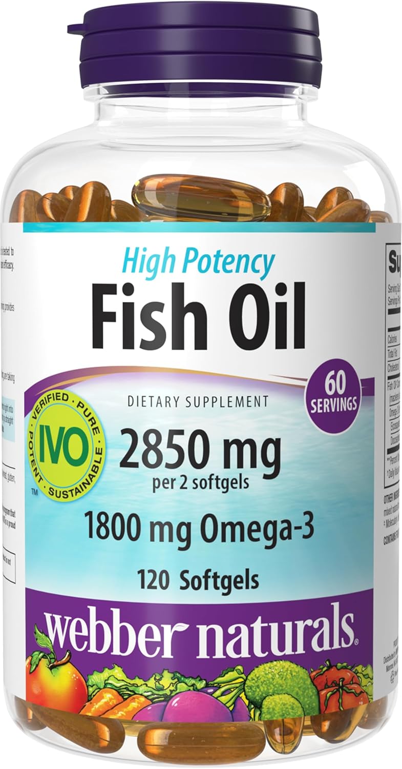 Webber Naturals Ultra Omega 3 Fish Oil EPA DHA, 2850mg, 120 Clear Softgels