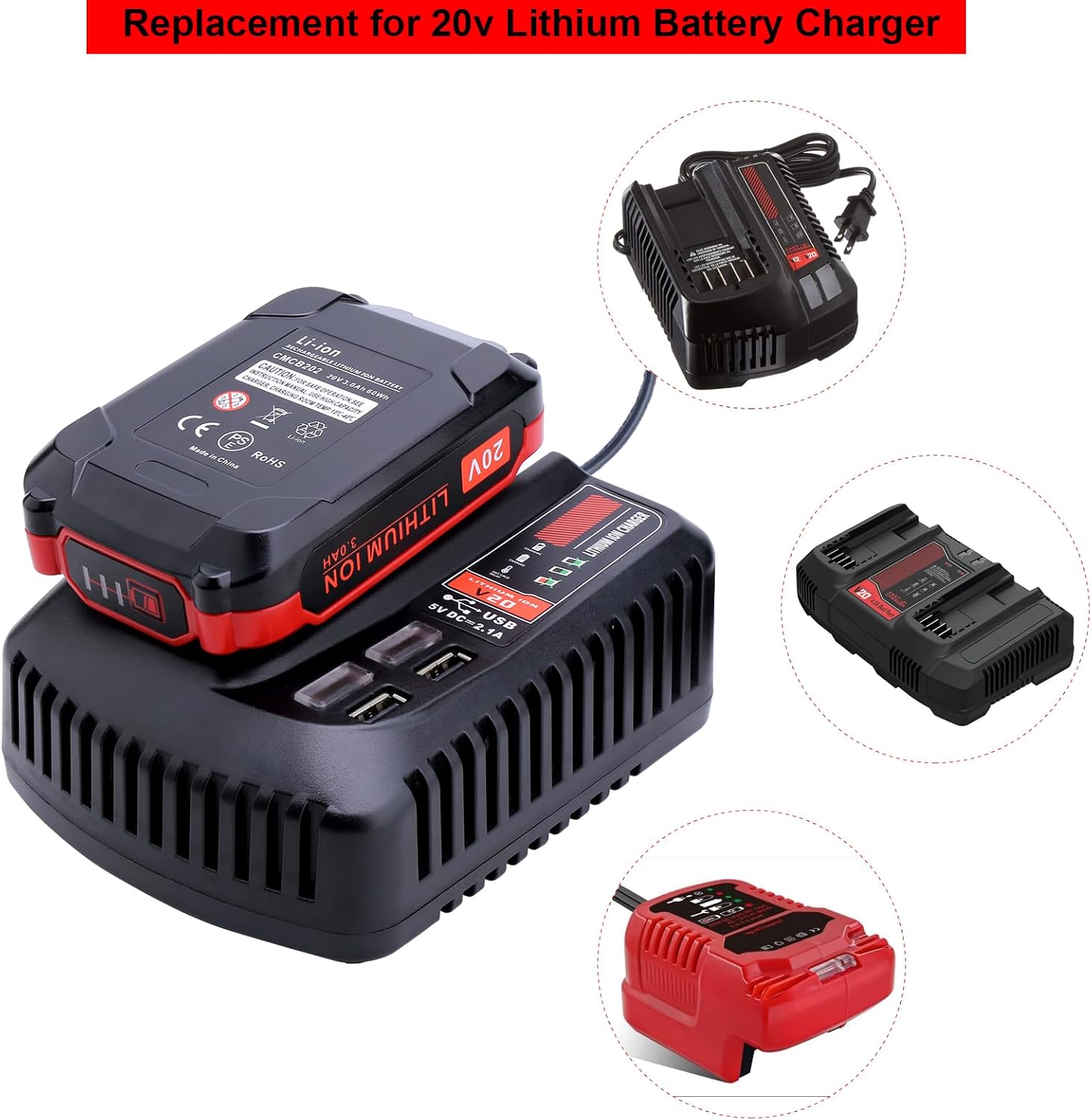 Elefly 20V CMCB202 Battery Compatible with Craftsman V20 Lithium Ion Battery CMCB202-2 CMCB201 CMCB204