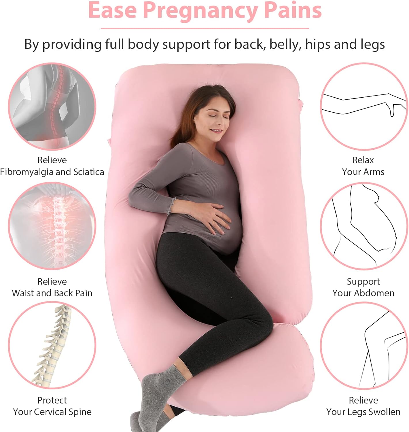Victostar Pregnancy Pillow,57 inches U Shaped Maternity Pillow with Removable Cover Full Body Pillow Support for Back, HIPS, Legs, Belly (Dark Gray)