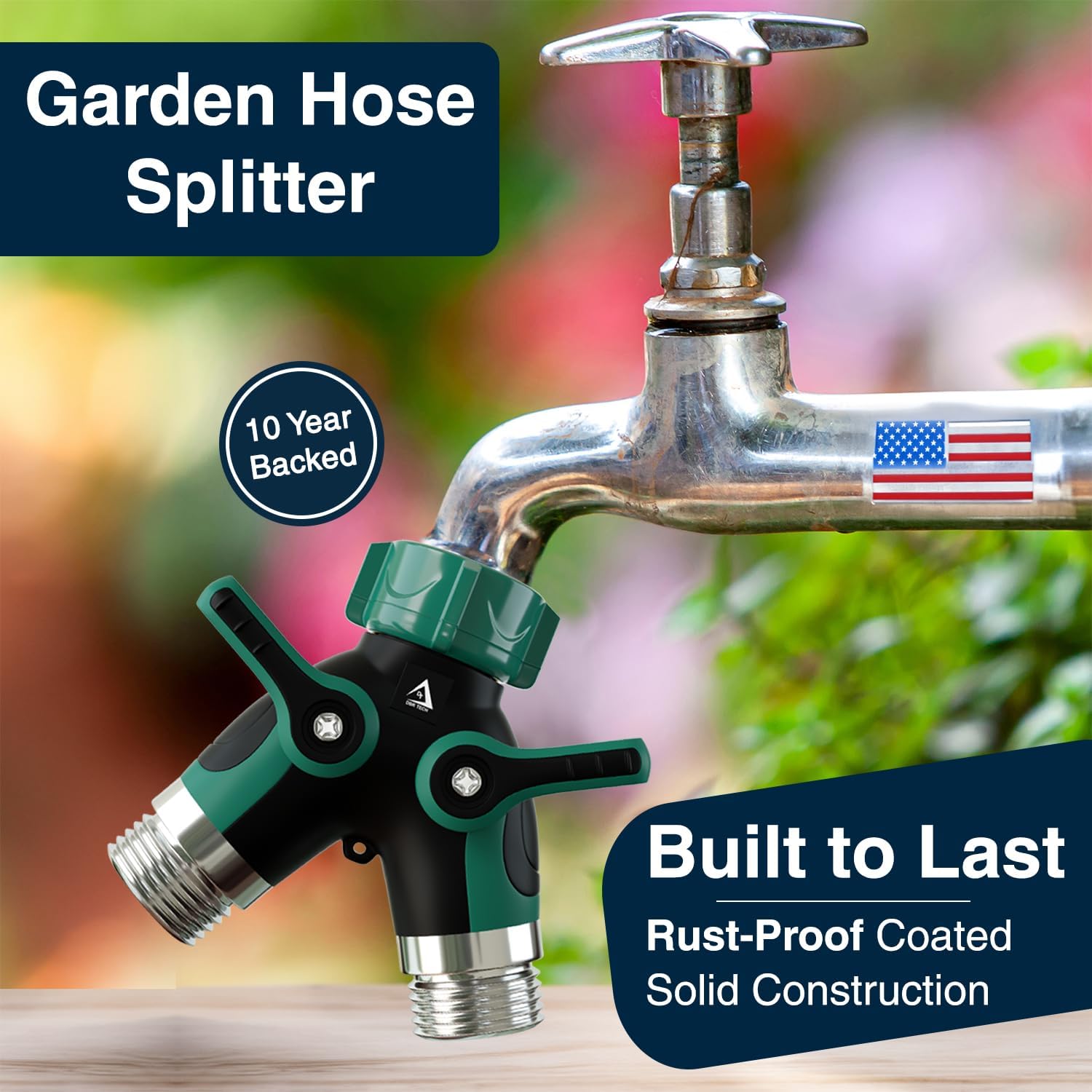 DBR Tech® Hose Splitter 2 Way, Heavy Duty Metal Connector, Two Way Garden Hose Splitter, High Flow Spigot Faucet Bib Adapter