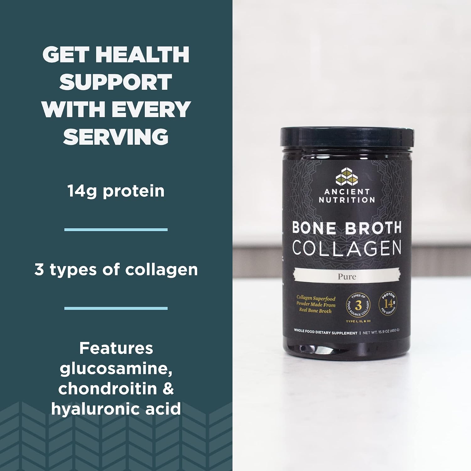 Ancient Nutrition Hydrolyzed Bone Broth Collagen Peptides, Chocolate