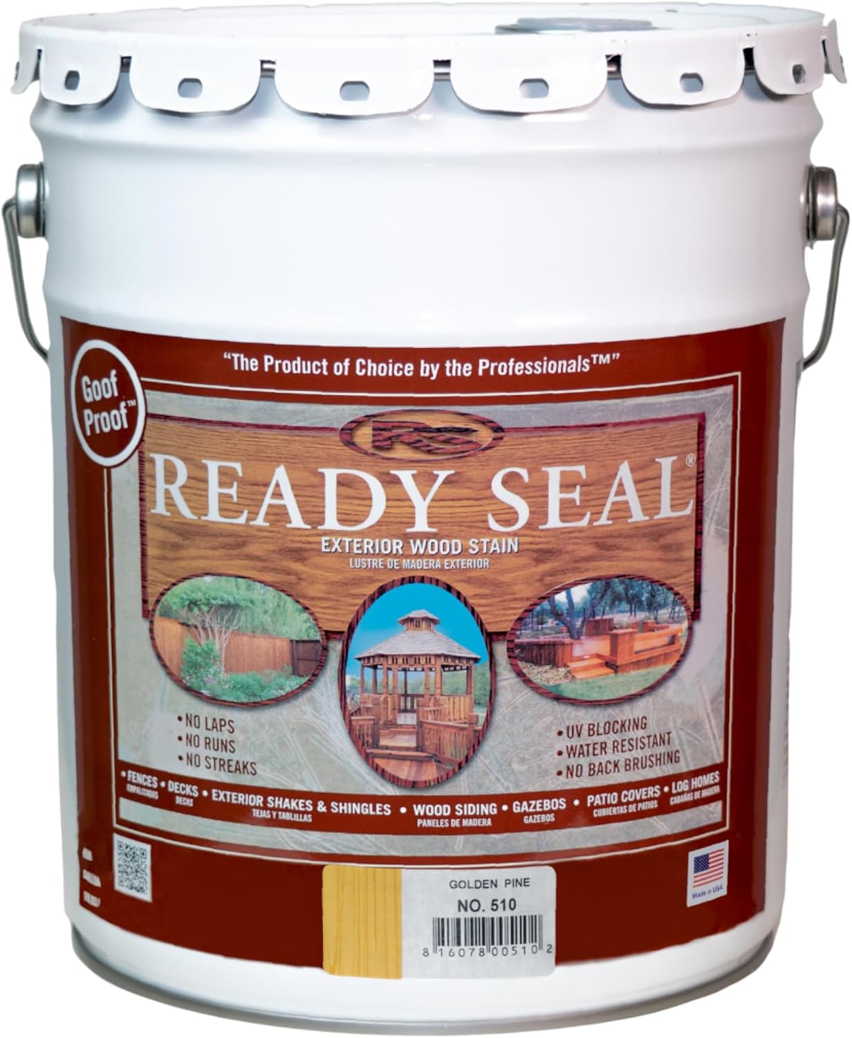Ready Seal 7966104 5 gal Pail Exterior Wood Stain & Sealer, Light Oak