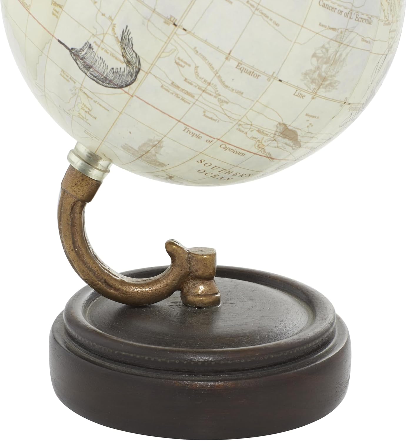 Deco 79 Wood Globe, 5" x 5" x 8", Yellow | Educational/Geographic Earth World Map Decorative World Globe World Globe
