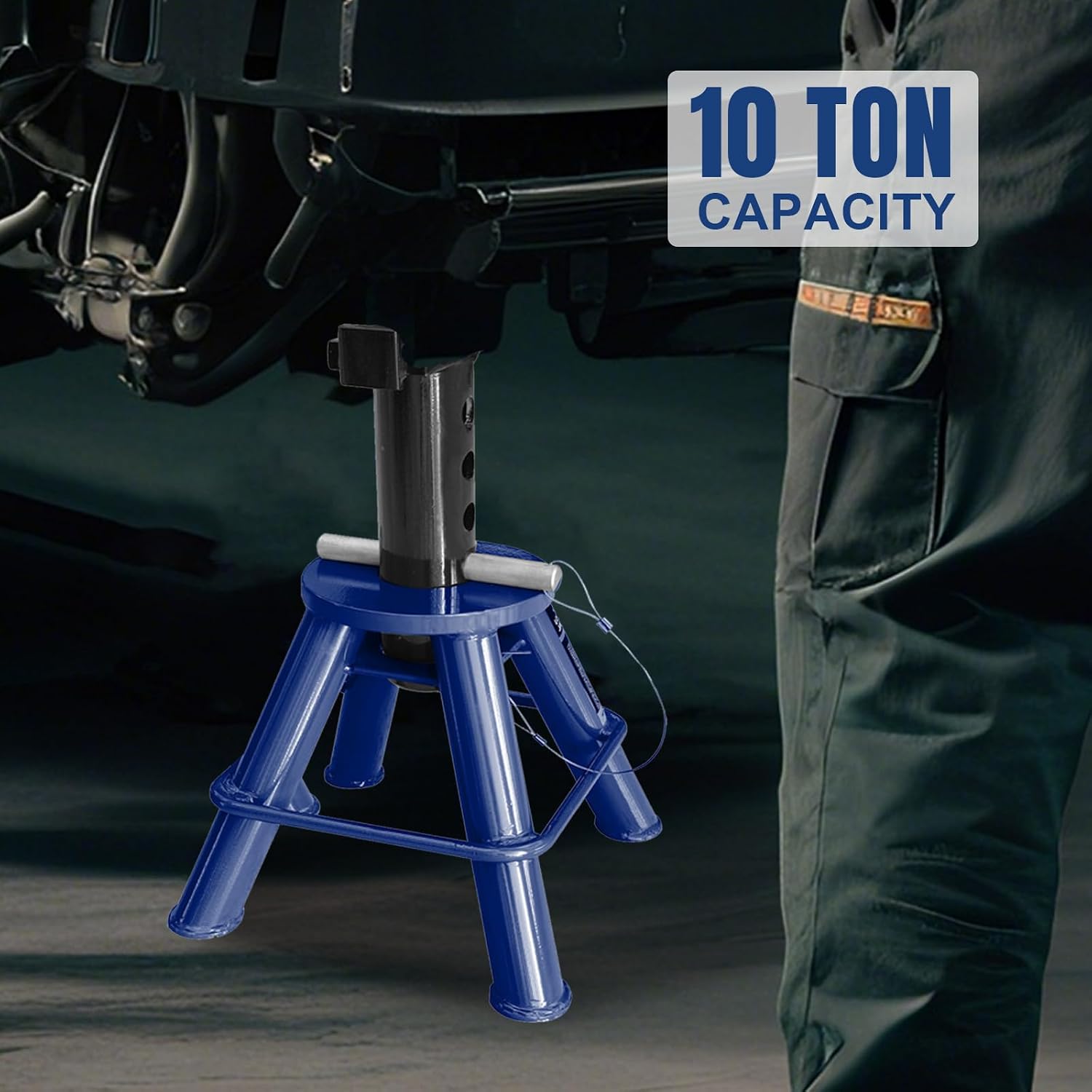 TCE TCE40753 Torin Steel Under Hoist Jack Stand: 3/4 Ton (1,500 lb) Capacity, Blue