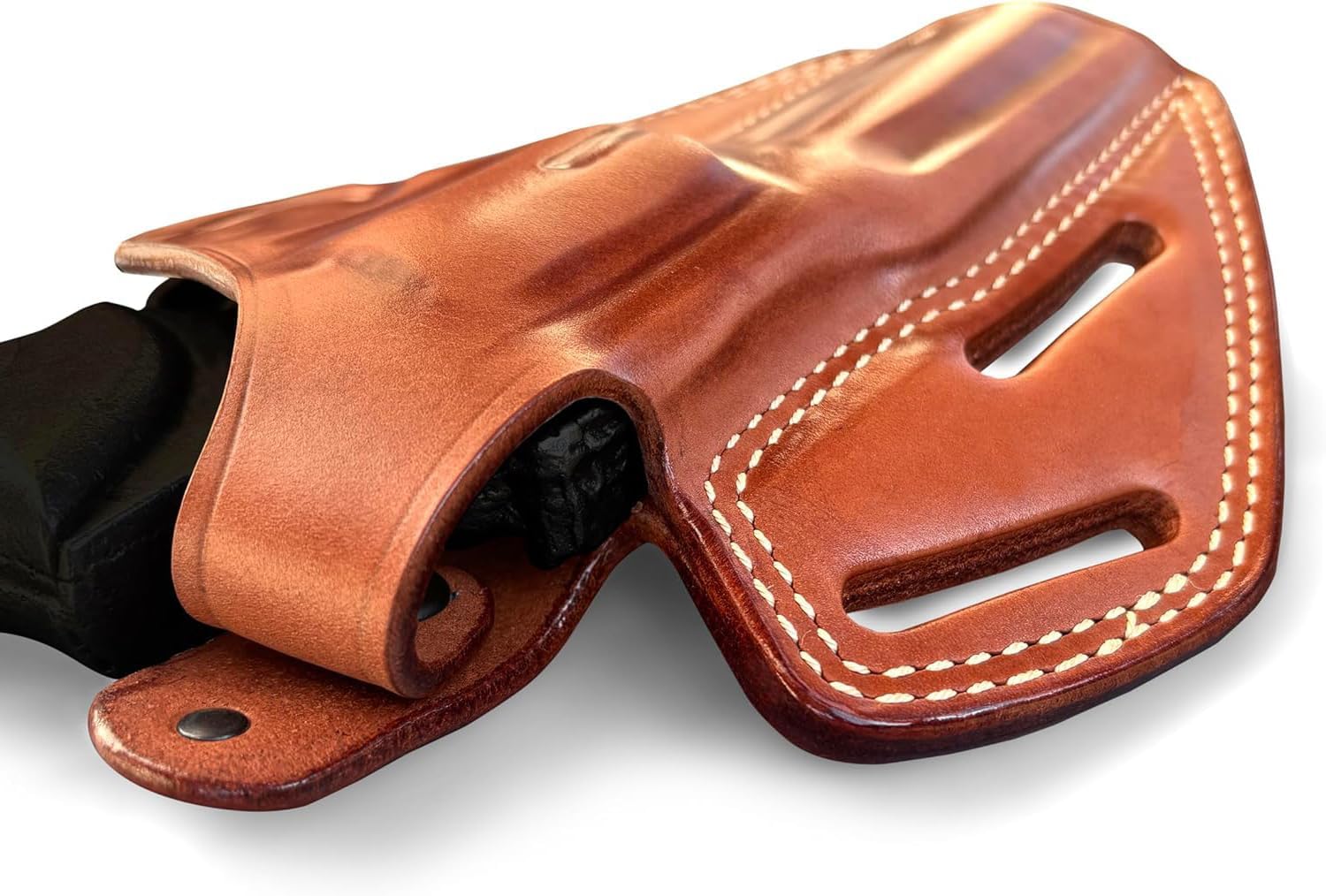 Premium Leather Three Slot OWB Pancake Holster with Thumb Break Fits, GP-100 357 Magnum 4.20" Barrel (Please Choose Your Hand Draw) Brown Color