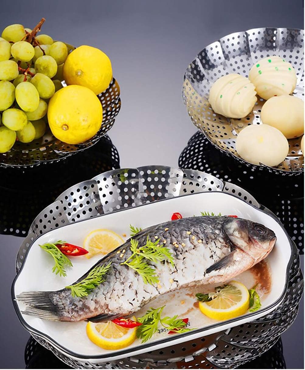 Vegetable Steamer Basket, Stainless Steel Folding Steamer Basket Insert for Veggie Fish Seafood Cooking