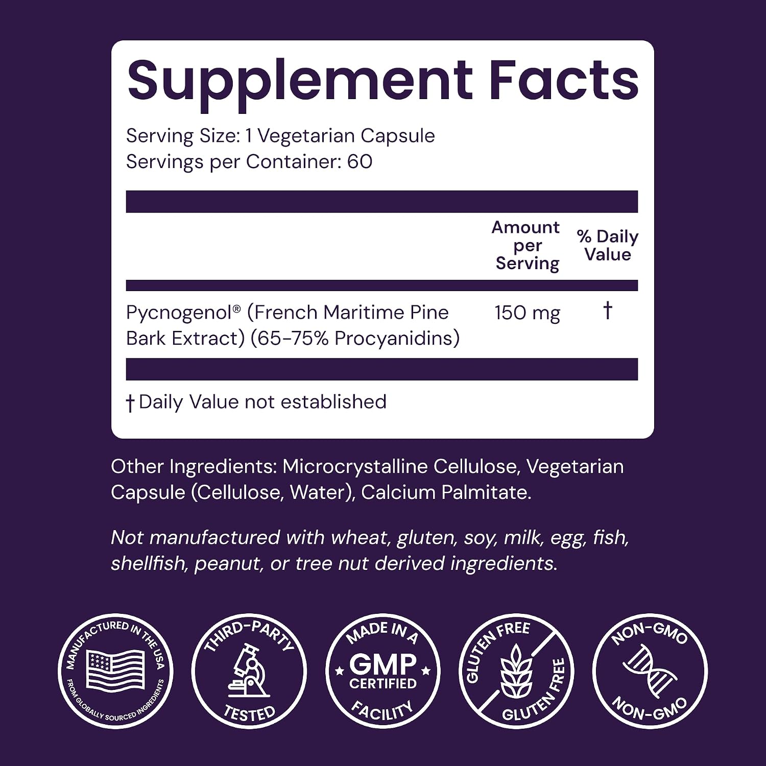 Healthy Origins Pycnogenol Pine Bark 150 mg, 60 Veggie Caps