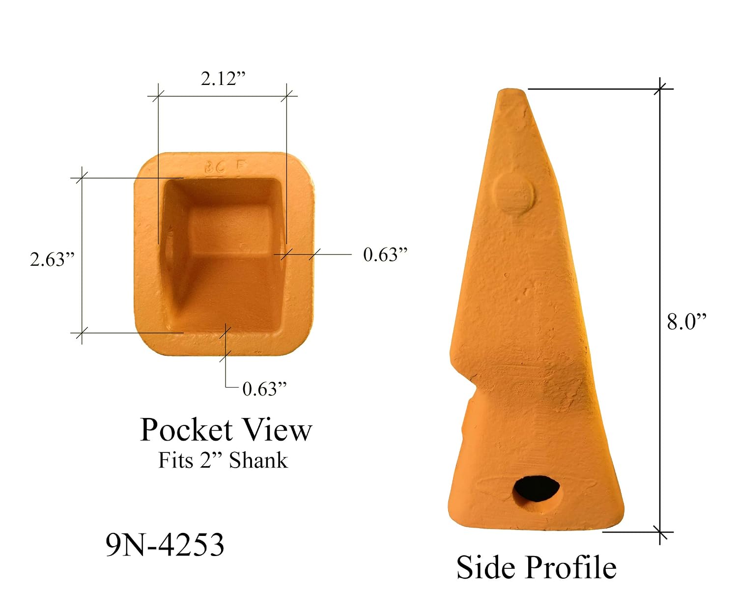 CAT Style J250 Bolt-On Wheel Loader Center Adapter/Shank, HD Abrasion Bucket Tooth & Pin- 1U-0257, 9N-4253 (3)