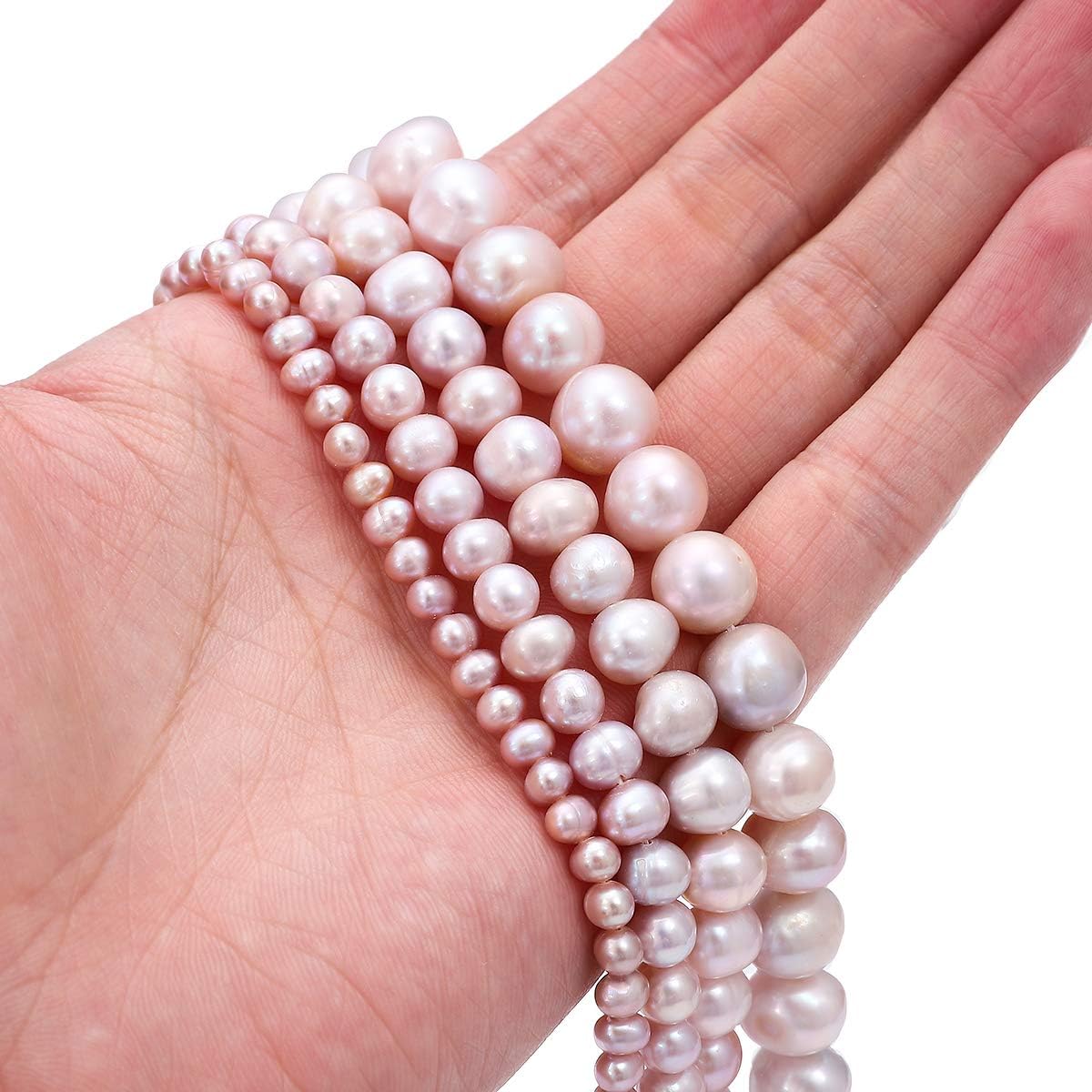 BEADIA Natural Pearl Beads Side Hole 7-8mm Purple Freshwater Cultured Loose Gemstone Beads for DIY Jewelry Making 13.8''/Strand