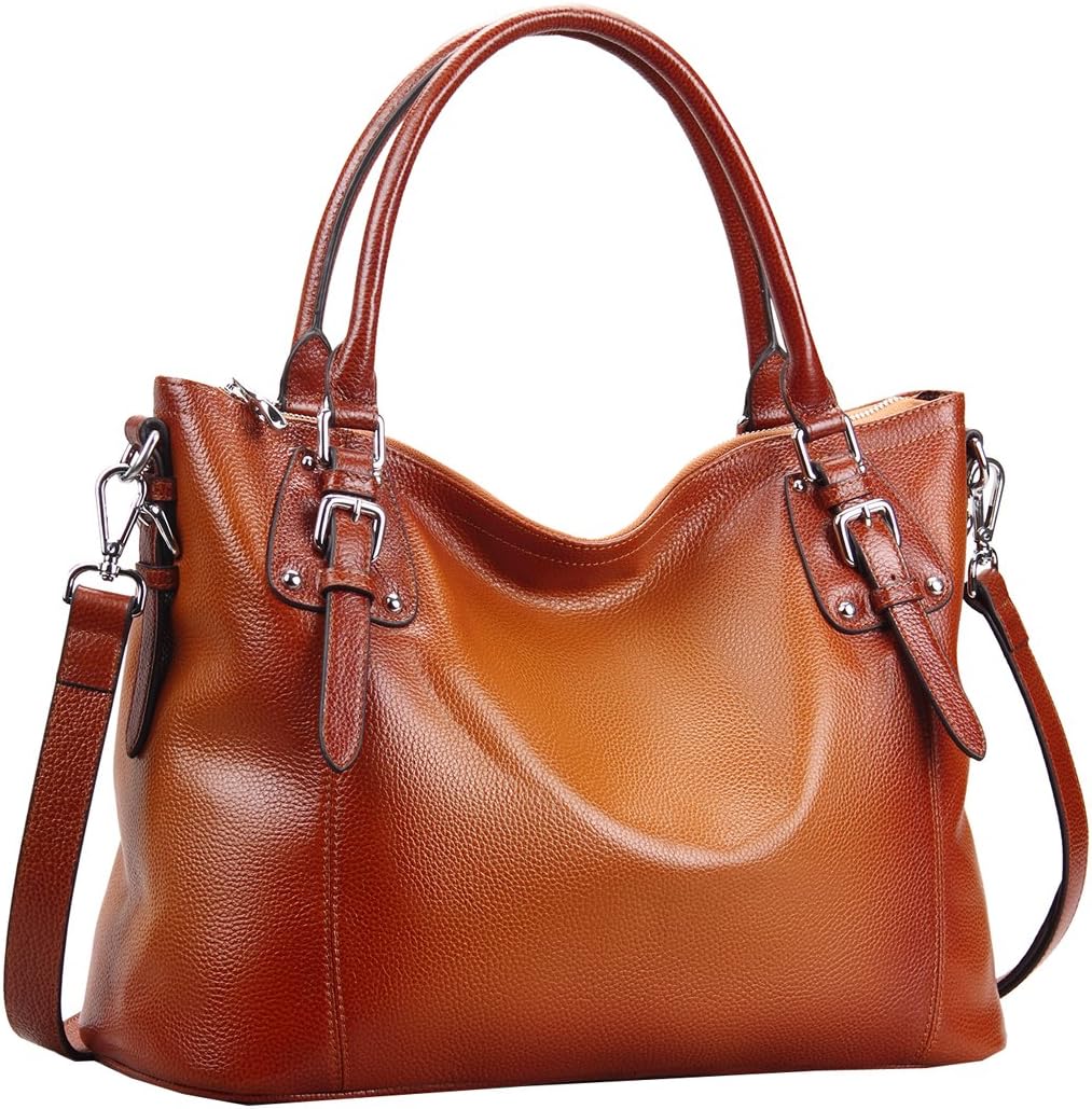 HESHE Leather Purses and Handbag for Women Shoulder Bag Tote Top Handle Bag | Genuine Designer Large Capcity Hobo Crossbody Satchel Travel Work Ladies Zippered Ladies Daily Bag Adjustable Long Strap