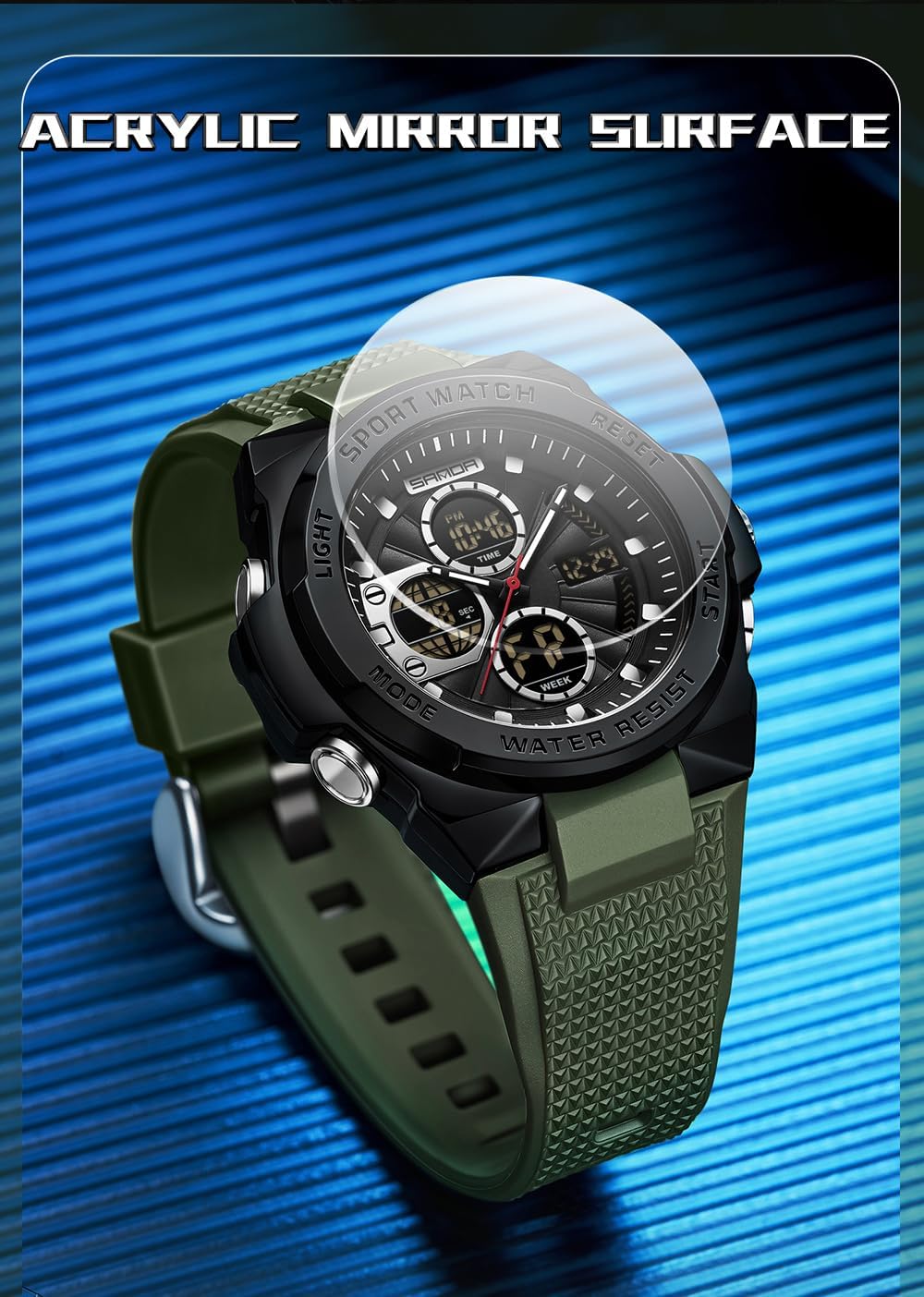 FANMIS Men's Digital Sport Watch Military LED Alarm Waterproof Quartz Watch | Tactical Outdoor Sport Watch Multi Function Led Display Alarm Stopwatch Date Quartz Rugged Style Daily Water Resistance