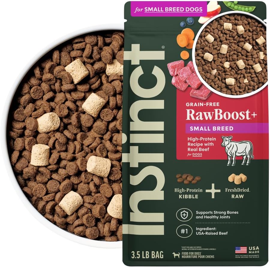 Instinct RawBoost Small Breed, Dry Dog Food + Freeze Dried, Chicken, 10 lb | High-protein kibble with FreshDried raw bites, nutrition for healthy weight, calcium for strong bones & teeth, grain-free