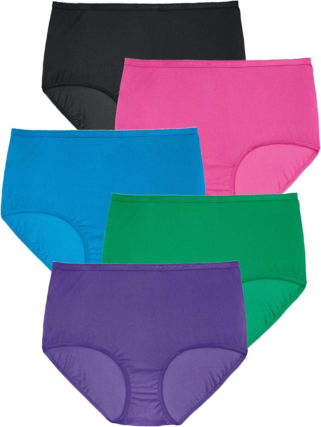 Comfort Choice Plus Size 5-Pack Classic Silky Nylon Brief