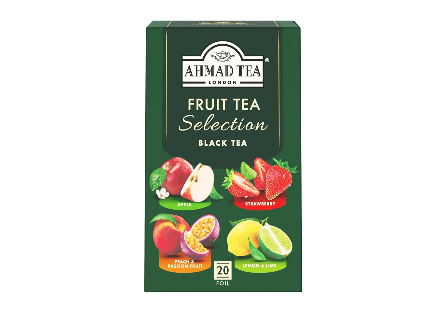 Ahmad Tea Green Tea, Evergreen Selection Pack Teabags, 60 Foil Teabags - Caffeinated & Sugar-Free