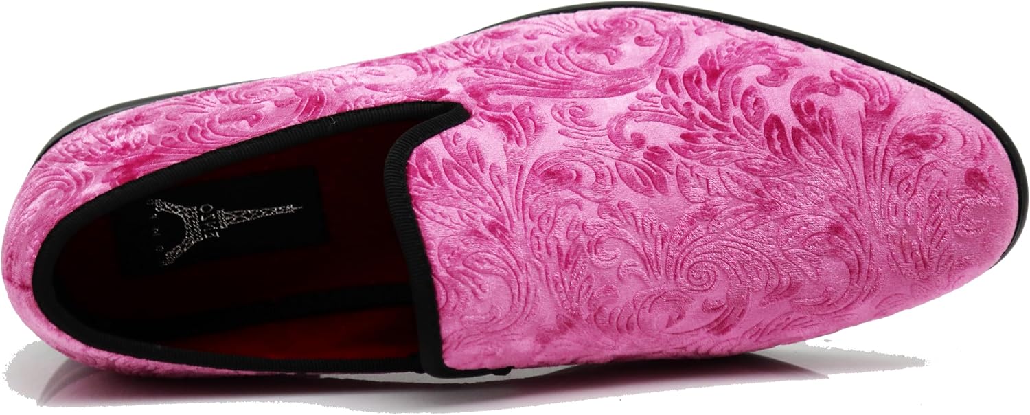 SPK35 Men's Vintage Velvet Flower Designer Dress Loafers Slip On Shoes Classic Tuxedo Dress Shoes