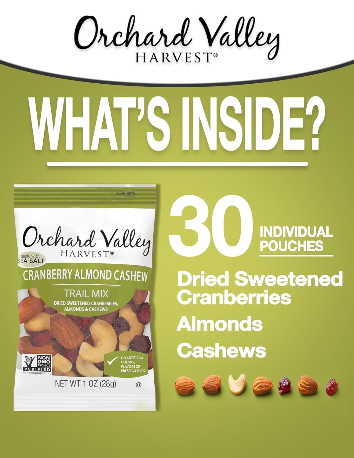 Orchard Valley Harvest Choc Nut Mix Multipack, 1 oz, Pack of 8 | Dark Chocolate Raisins, Almonds & Peanuts, Gluten Free, Stand Up Bag, Non-GMO, 4g Plant Protein, On-The-Go Snack