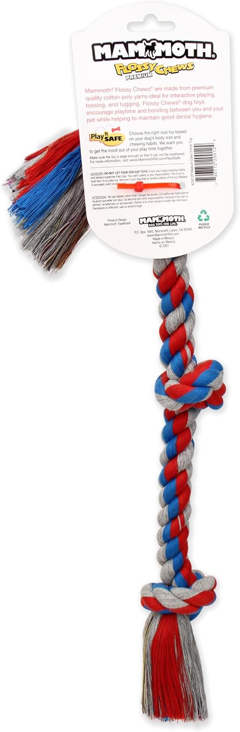 Mammoth Flossy Chews Color Rope Tug – Premium Cotton-Poly Tug Toy for Dogs – Interactive Dog Rope Toy – Tug Dog Chew Toy