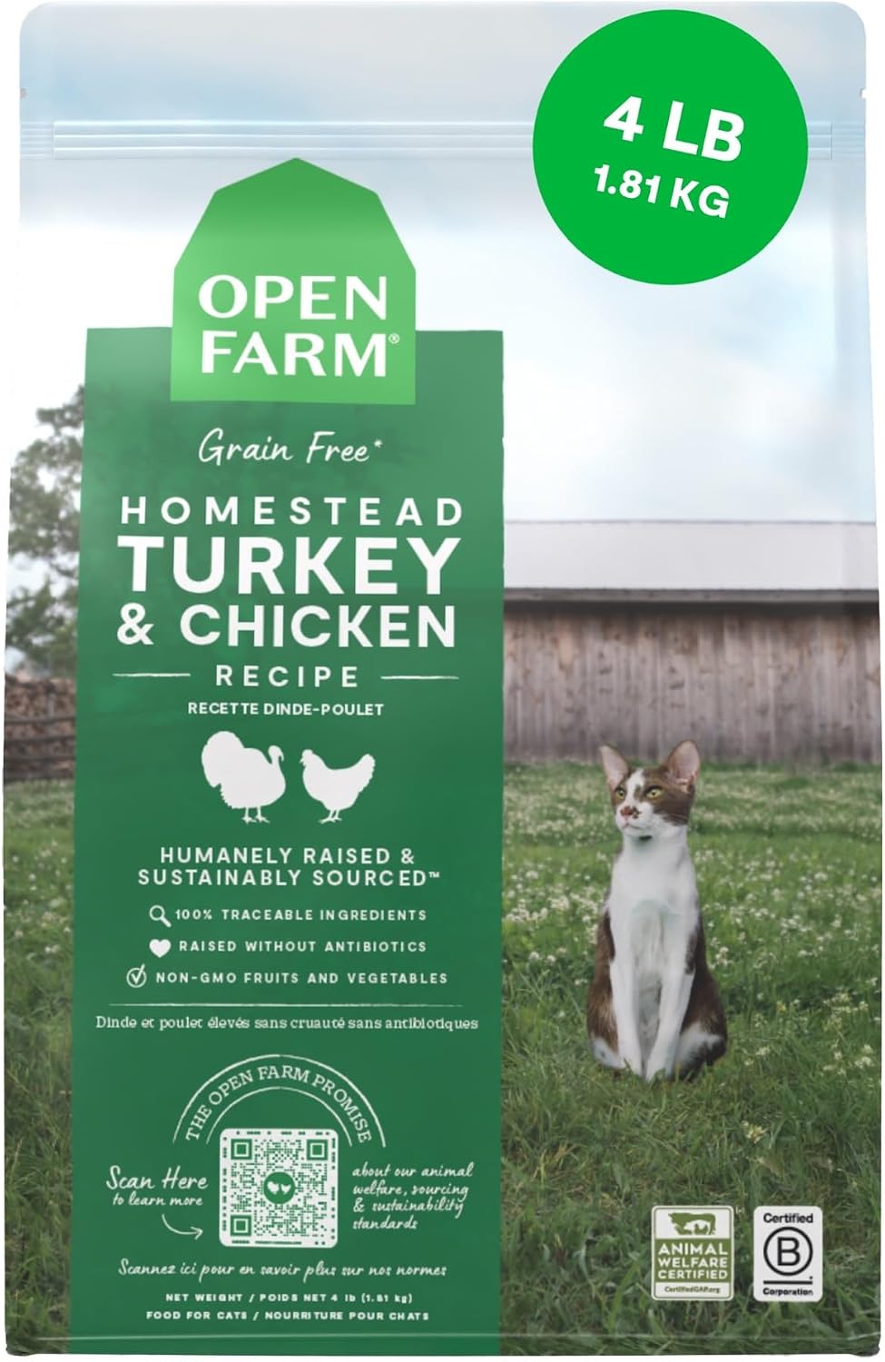 Open Farm, Grain Free Dry Cat Food, High-Protein Kibble for a Complete & Balanced Diet, Non-GMO Fruits & Vegetables, Prebiotic Fibers to Support Digestion, Catch-of-The Season Whitefish, 4lb Bag | All Life Stages, High Protein, Prebiotic Fibers, 100% Tra…