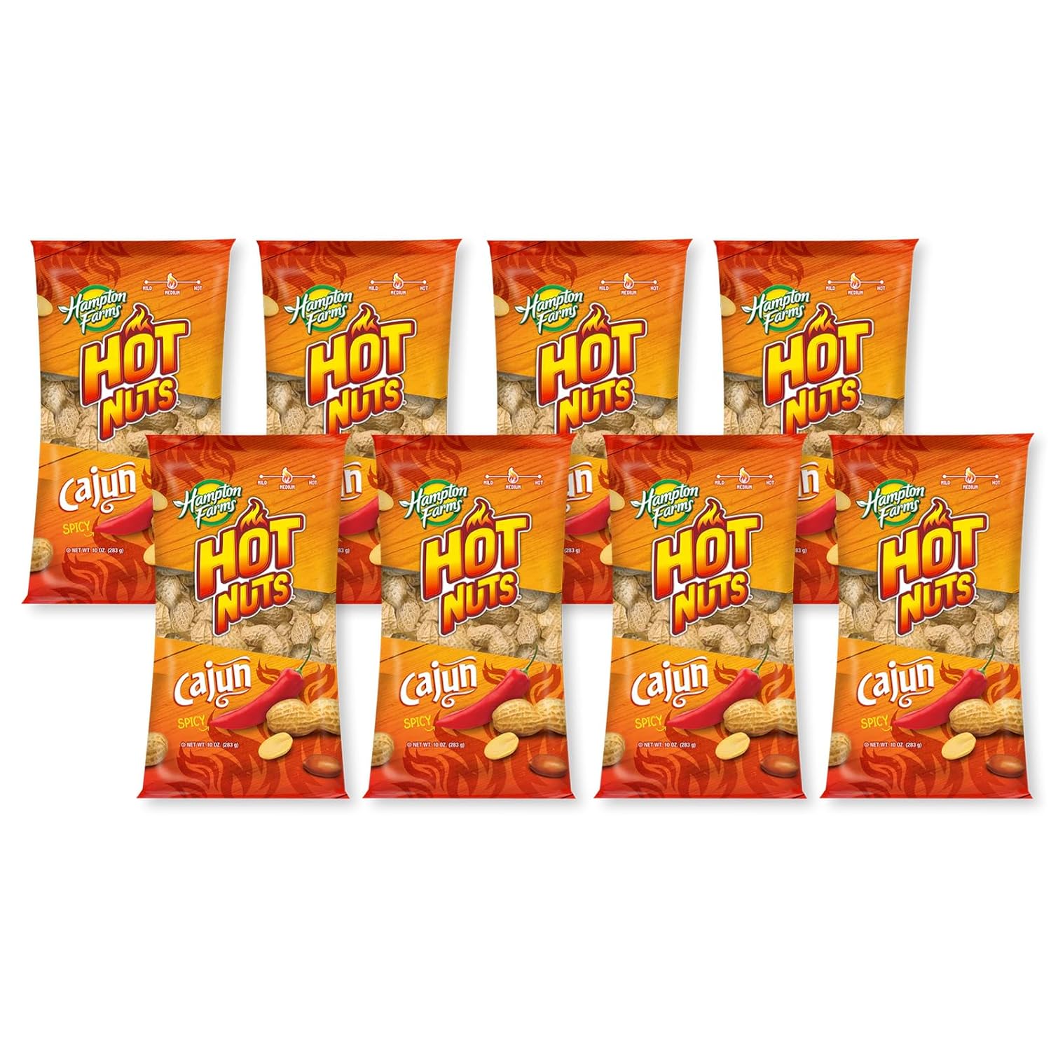 Hampton Farms Fancy Roasted In-Shell Cajun Peanuts, USA Grown, 10 oz Bag | Bold spicy Cajun roasted in-shell peanuts, USA grown, all natural, great for snacking and game day