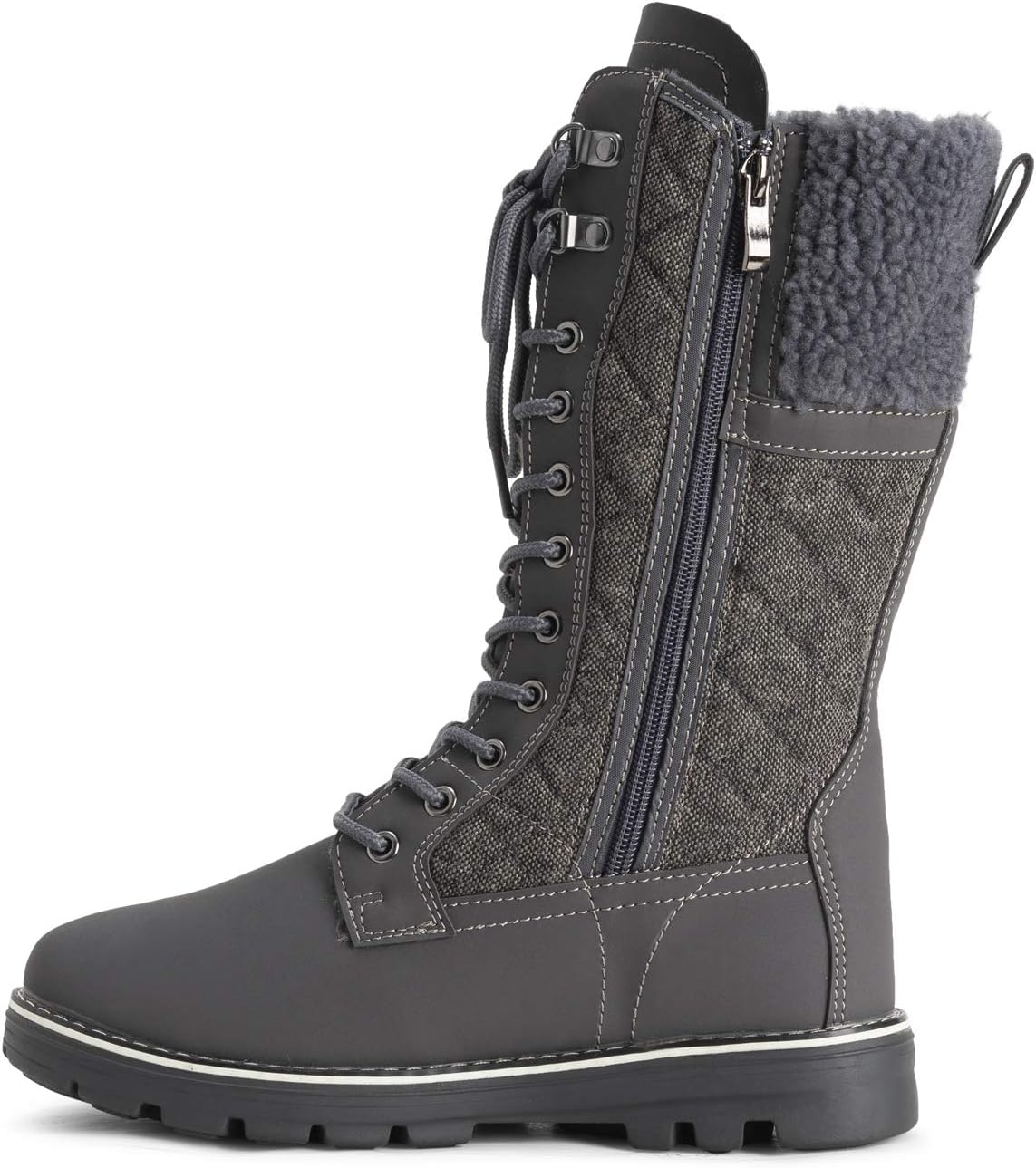 POLAR Womens Faux Fur Warm Thermal Waterproof Outdoor Walking Snow Winter Rubber Sole Calf Boots